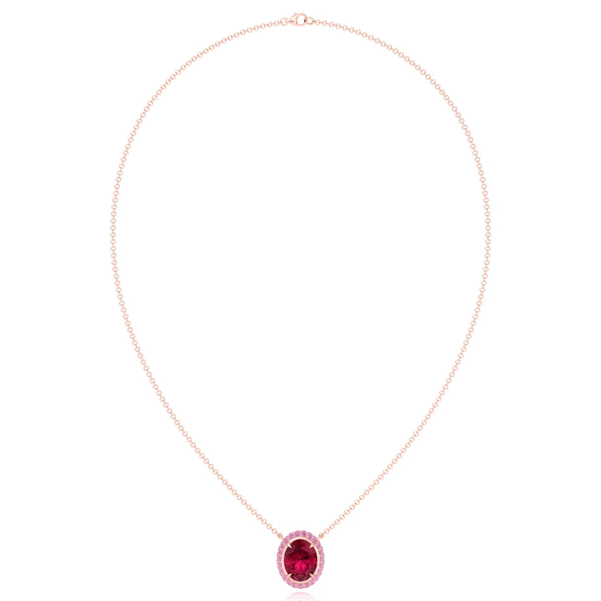 (3.5CT T.W.) Natural Pink Sapphire and Ruby Pendant Rose Gold 14K 18K