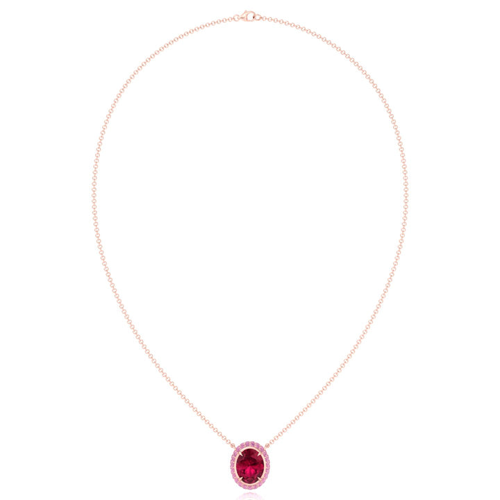 (3.5CT T.W.) Natural Pink Sapphire and Ruby Pendant Rose Gold 14K 18K