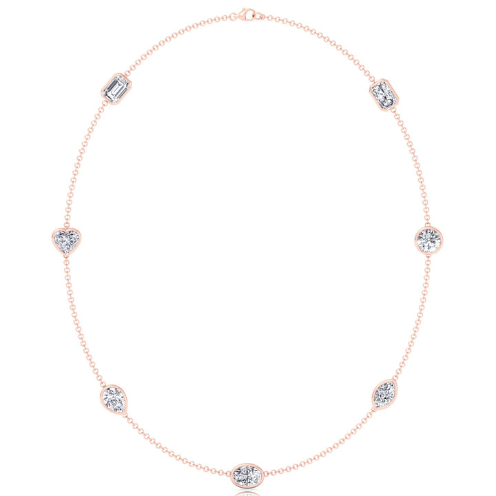 Multi Shape Natural Diamonds By The Yard Necklace Rose Gold 14K