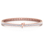 Channel Setting Round Cut Natural Diamond Tennis Bracelet  14K 18K Rose Gold