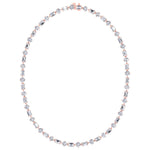 Alternating Emerald and Round Natural Diamond Tennis Necklace Rose Gold 14K 18K