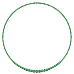 4 Prong Graduated Natural Green Emerald Tennis Necklace Rose Gold 14K 18K