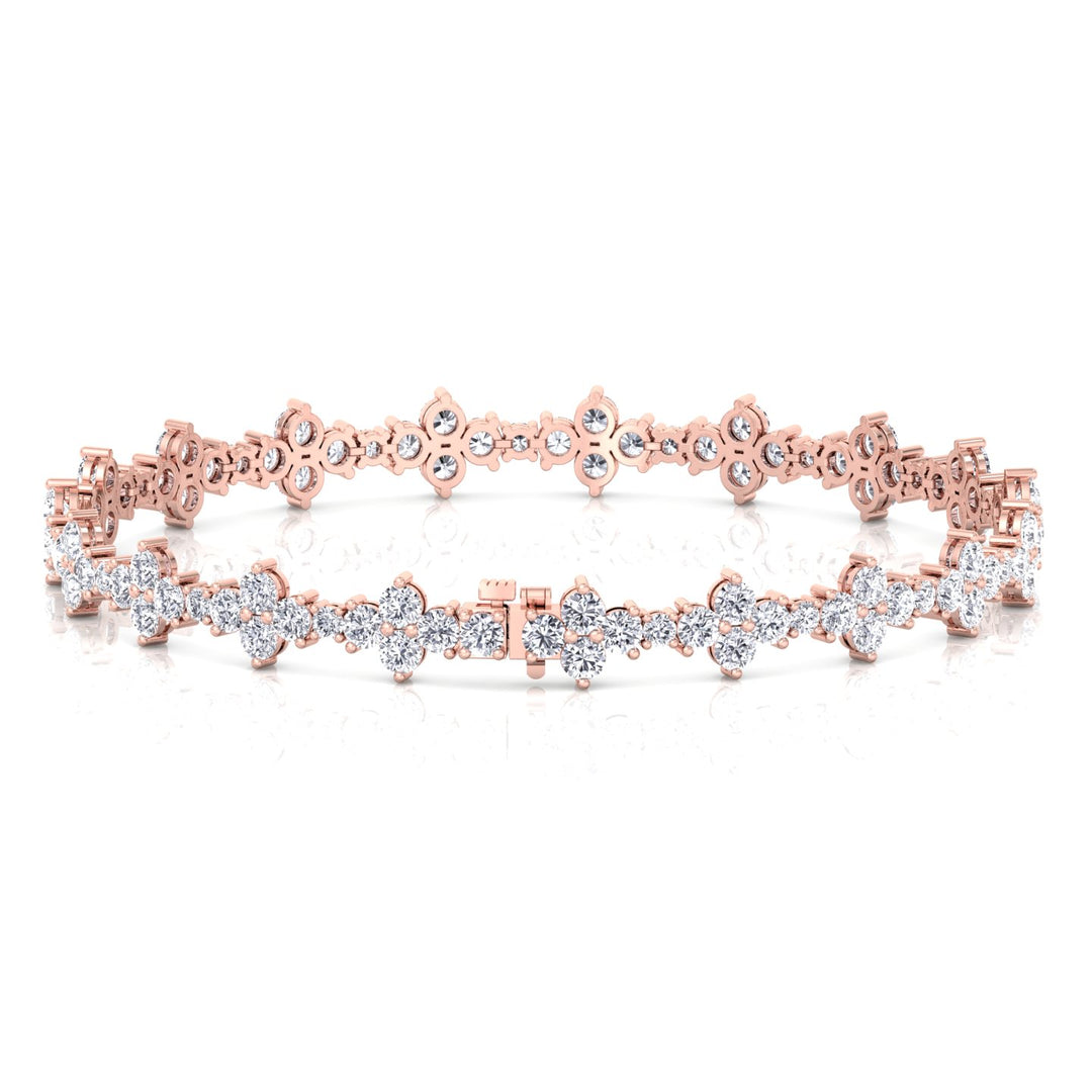 Round Floral Style Natural Diamond Tennis Bracelet RG 2