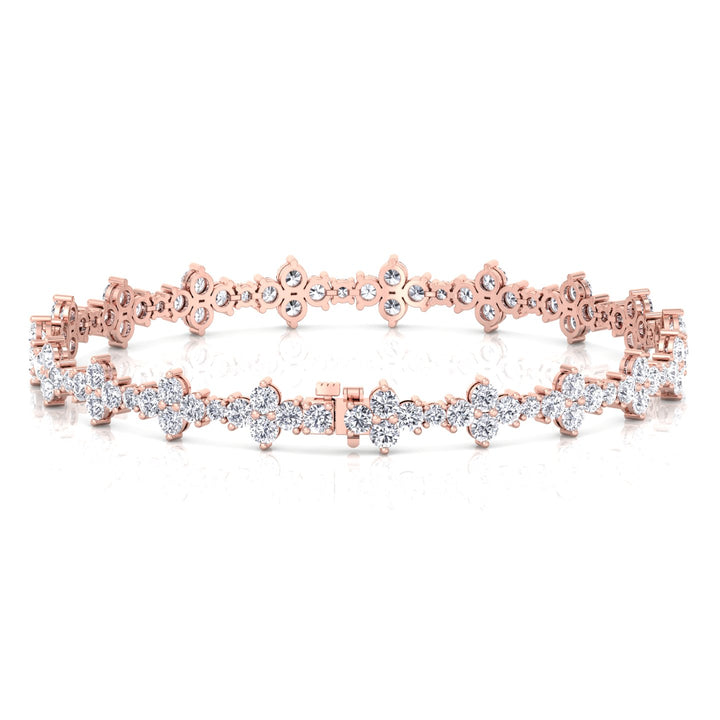 Round Floral Style Natural Diamond Tennis Bracelet RG 2