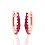 Natural Red Ruby Graduated Round Shape Huggie Hoop Earrings RG