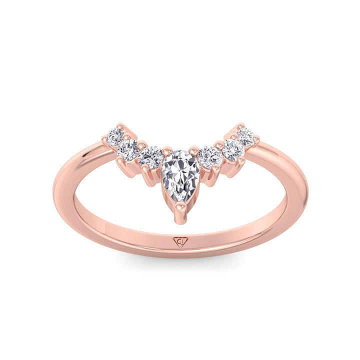 RG Pear Shape Natural Diamond Curved Tiara Engagement Ring