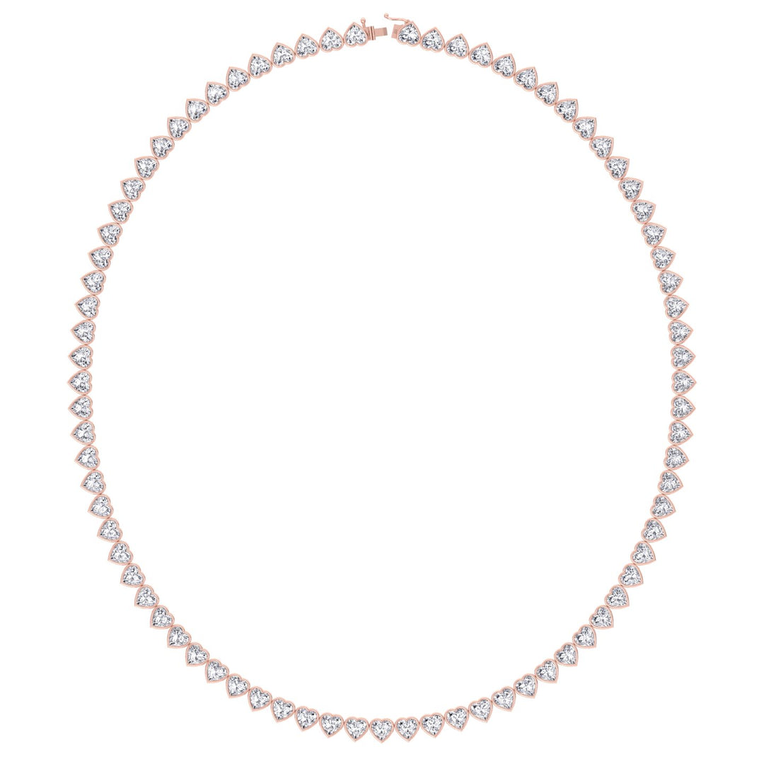 Lavinia - Heart Shape Bezel Set Diamond Tennis Necklace - Gem Jewelers Co