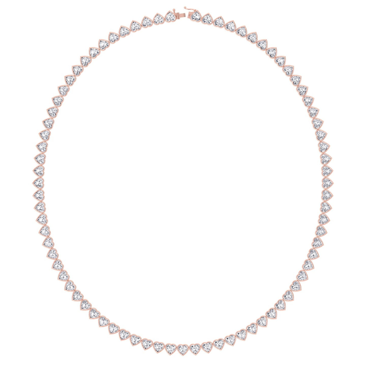 Lavinia - Heart Shape Bezel Set Diamond Tennis Necklace - Gem Jewelers Co