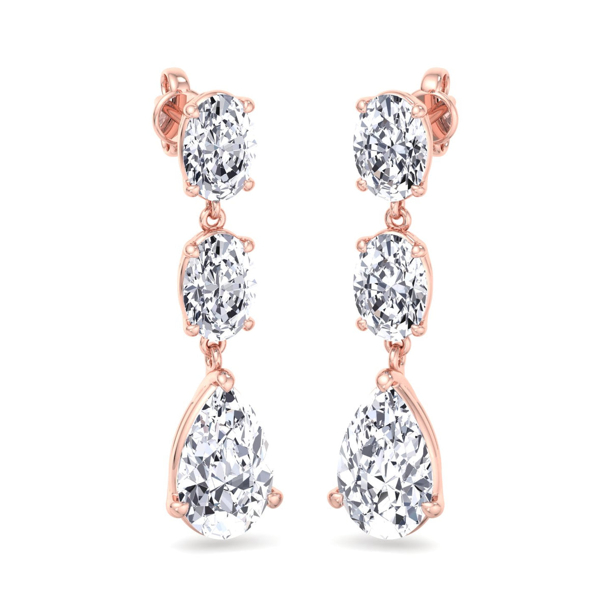 Wynn - Oval and Pear Shape Diamond Drop Earrings - Gem Jewelers Co