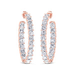 Inside Out Asscher Cut Natural Diamond Hoop Earrings Rose Gold 14K 18K