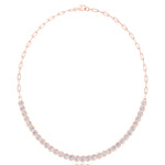 Paper Clip and Bezel Set Diamond Tennis Necklace-4CT-8CT-14K- All Rose Gold