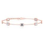 Emerald Shape Natural Diamonds By The Yard Bracelet-1.10CT-14K-18K-
Rose Gold-Bezel Set