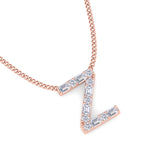 Z Initial Natural Diamond Pendant Necklace Rose Gold 14K 18K