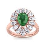 Sabrina - Pear Shape Green Emerald Engagement Ring with Pear Shape Diamond Halo - Gem Jewelers Co