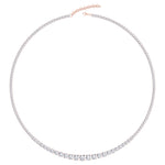 Adjustable 4-Prong Graduated Natural Diamond Tennis Necklace Rose Gold 14K 18K