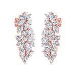 Cluster Pear and Marquise Shape Natural Diamond Drop Earrings Rose Gold 14K 18K