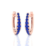 Natural Blue Sapphire Graduated Round Shape Huggie Hoop Earrings  RG 2