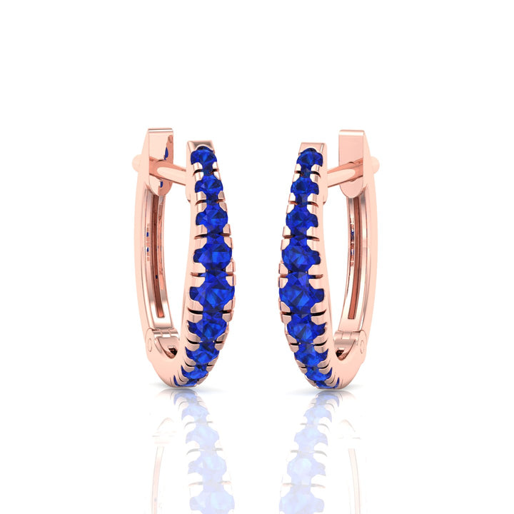 Natural Blue Sapphire Graduated Round Shape Huggie Hoop Earrings  RG 2
