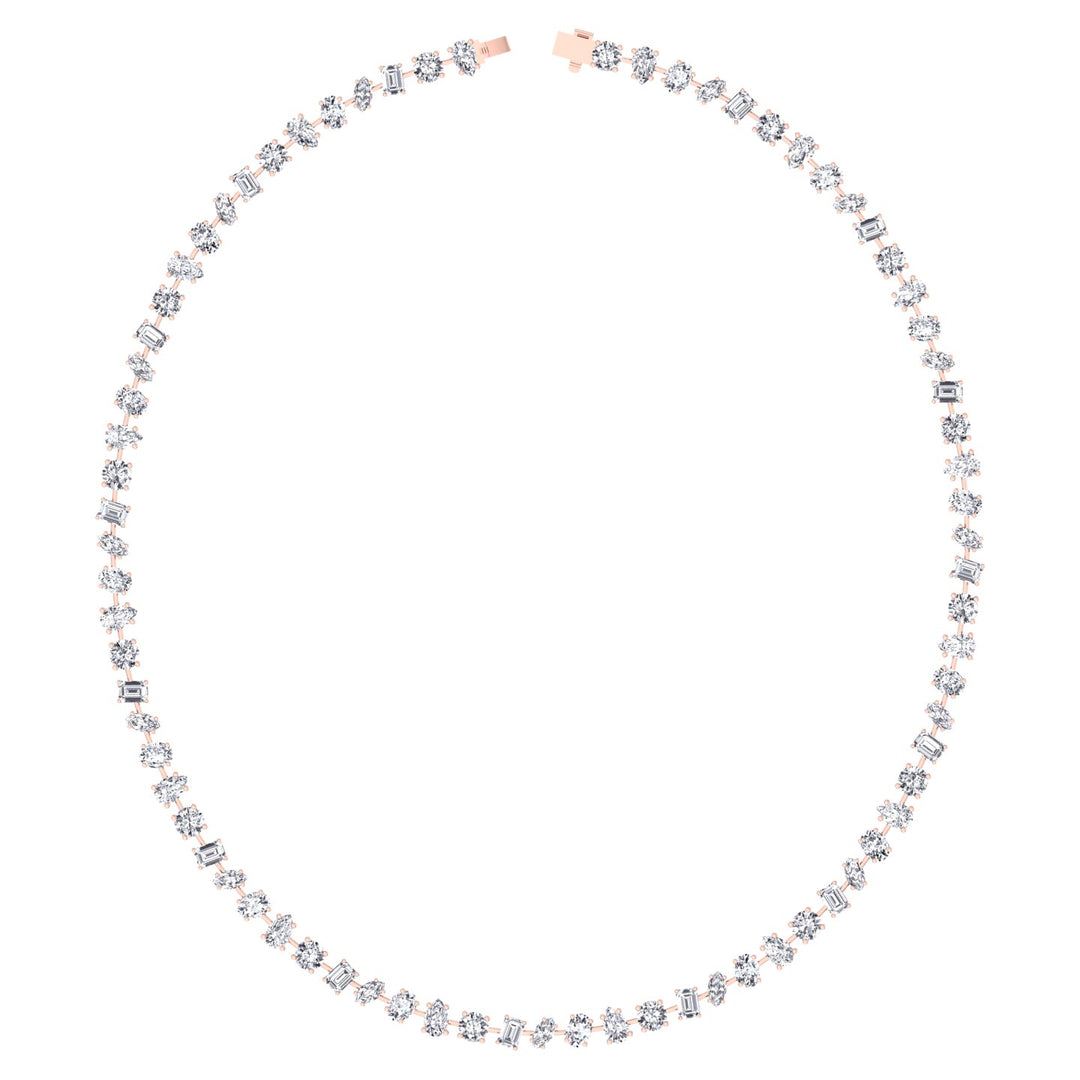 Multi Shape Natural Diamond Tennis Necklace in Prong Setting