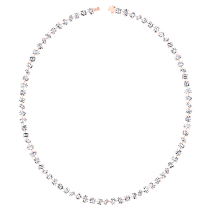 Multi Shape Natural Diamond Tennis Necklace in Prong Setting