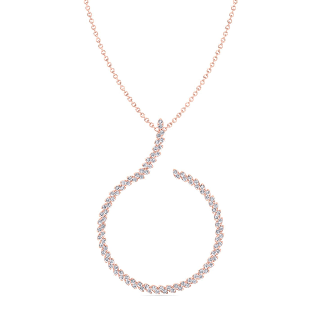 4.8CT T.W. Circle Swirl Pendant with Marquise Shape Rose Gold 18K