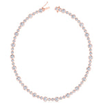 Alternating Size Bezel Set Natural Diamond Tennis Necklace Rose Gold 14K 18K
