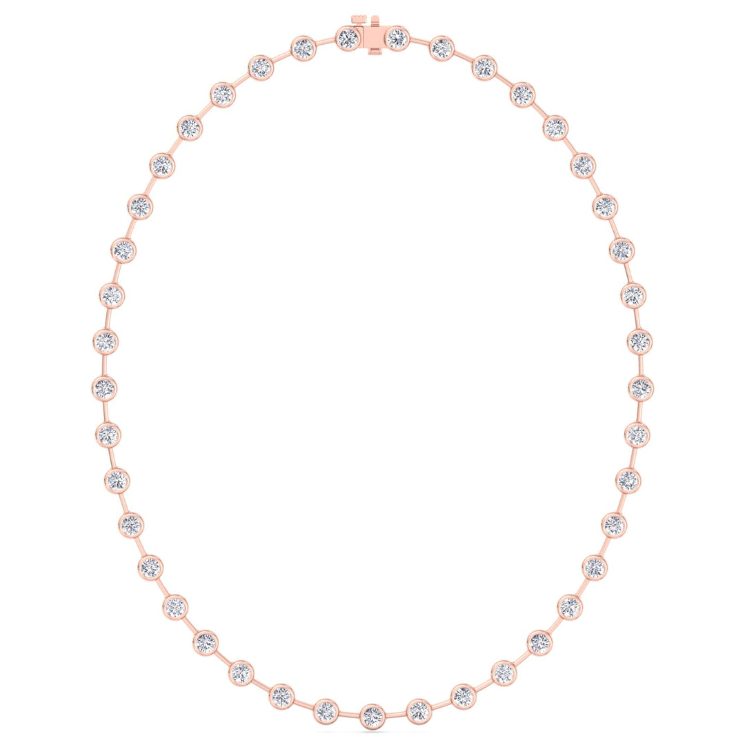 Bezel Set Round Natural Diamond Bar Necklace Rose Gold 14K 18K