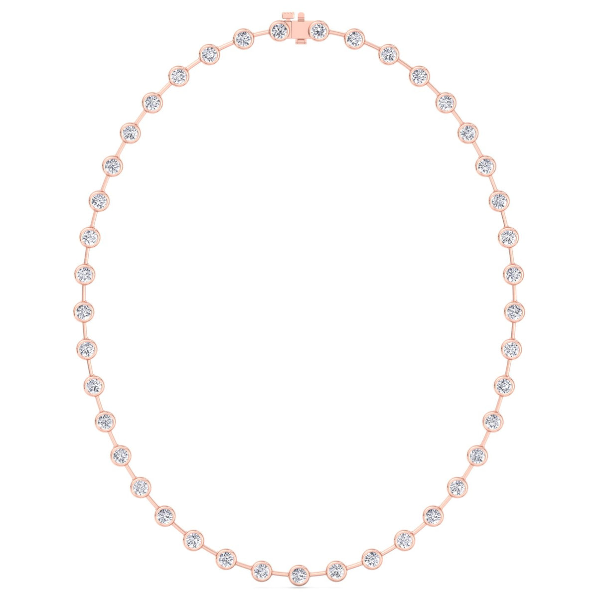 Bezel Set Round Natural Diamond Bar Necklace Rose Gold 14K 18K