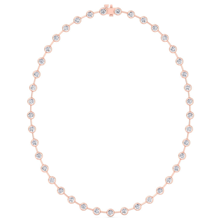 Bezel Set Round Natural Diamond Bar Necklace Rose Gold 14K 18K
