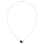 Natural Pear Shape Sapphire and Oval Diamond Pendant Rose Gold 