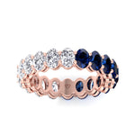 Eclair - Oval Shape Diamond and Blue Sapphire Eternity Band - Gem Jewelers Co