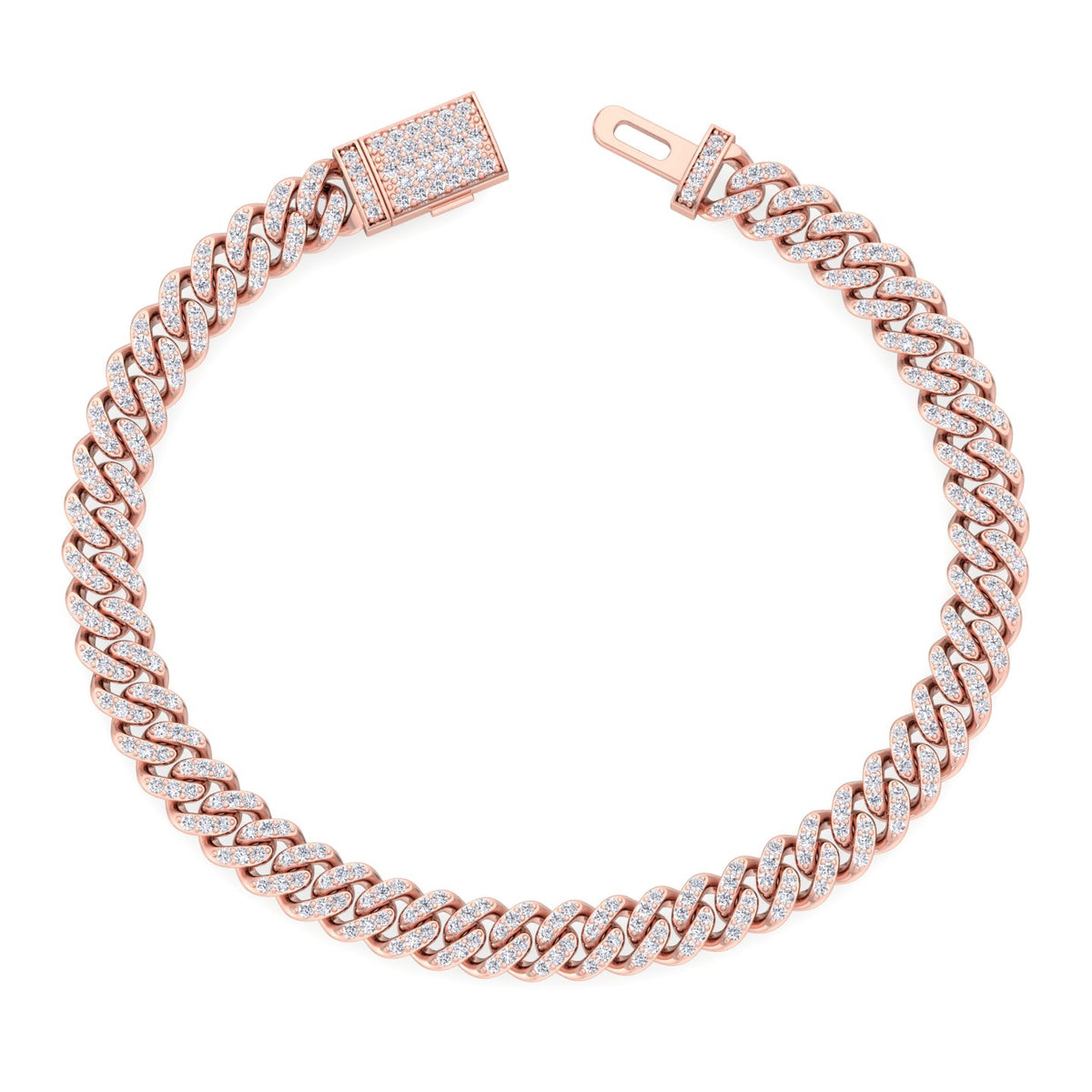 Natural diamond Cuban link bracelet 14K rose gold