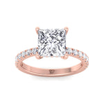 Madella - Princess Shape Hidden Halo Diamond Engagement Ring with Pave Band - Gem Jewelers Co