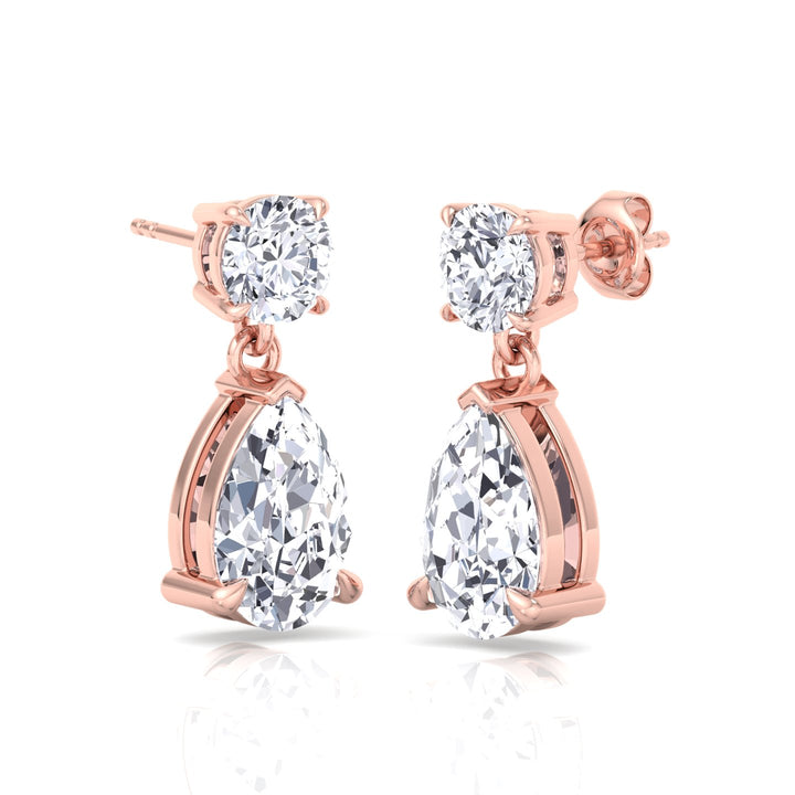 Round and Pear Shape Natural Diamond Drop Earrings
