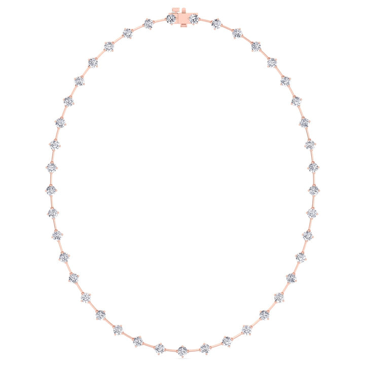 4-Prong Round Natural Diamond Bar Necklace Rose Gold 14K 18K