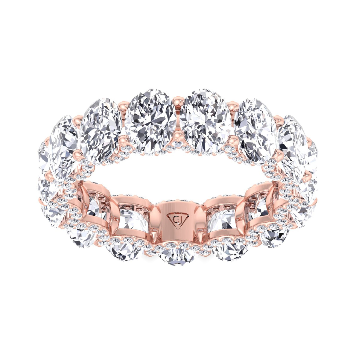 Frances - Oval Cut Diamond Eternity Band With Invisible Halo - Gem Jewelers Co