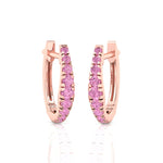 Natural Pink Sapphire Graduated Round Shape Huggie Hoop Earrings RG 2