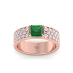 Natural Green Emerald Cushion Cut with Pave Eternity Band RG 2
