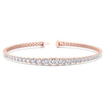 4-Prong Graduated Natural Diamond Tennis Bracelet 14K Solid Gold Rose