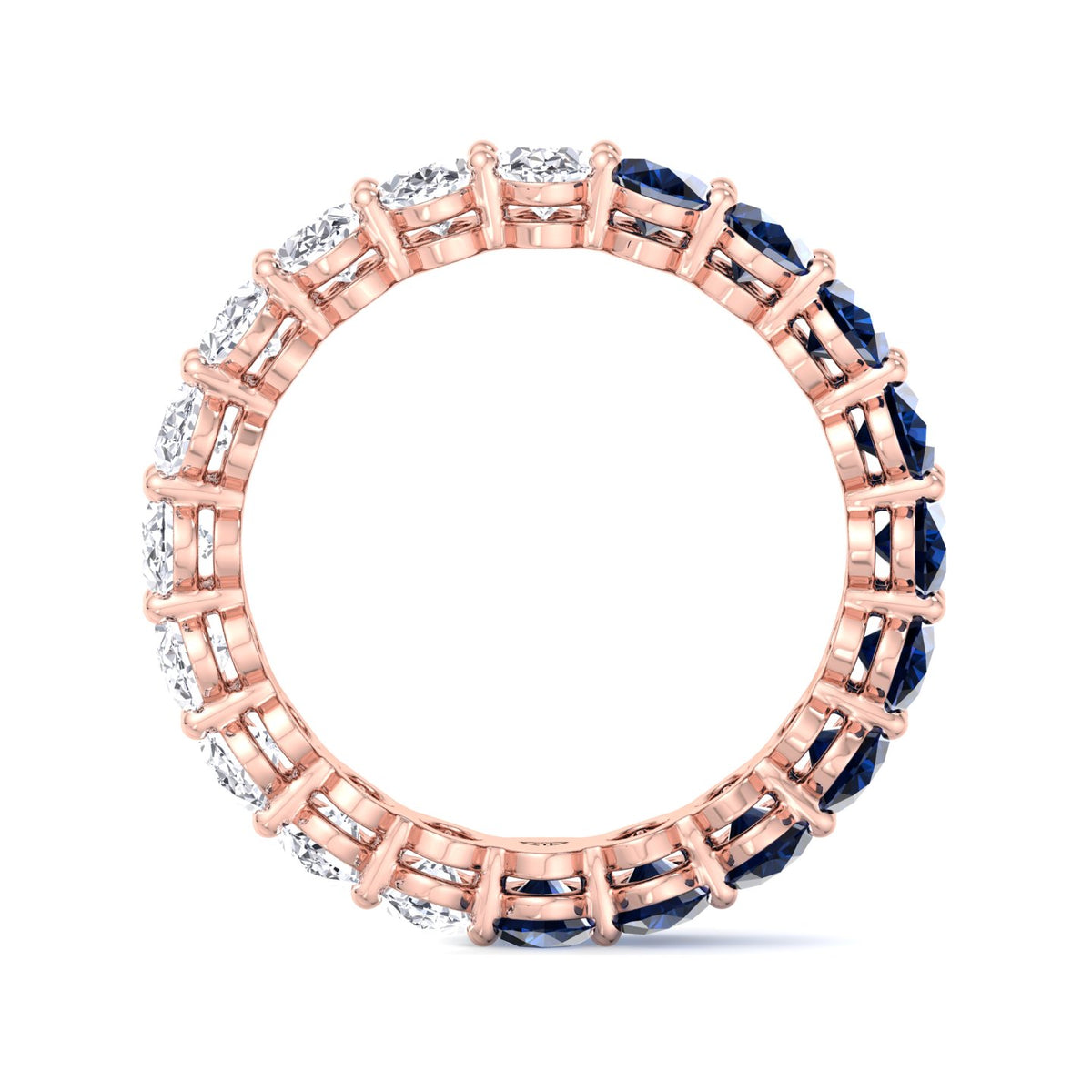Eclair - Oval Shape Diamond and Blue Sapphire Eternity Band - Gem Jewelers Co