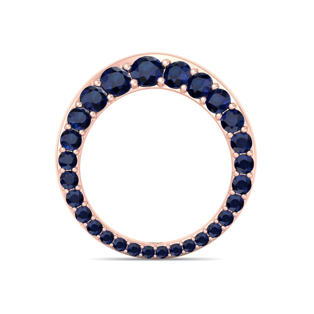Natural Blue Sapphire Invisible Halo Eternity Band Rose Gold 14K