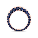 Natural Blue Sapphire Invisible Halo Eternity Band Rose Gold 14K