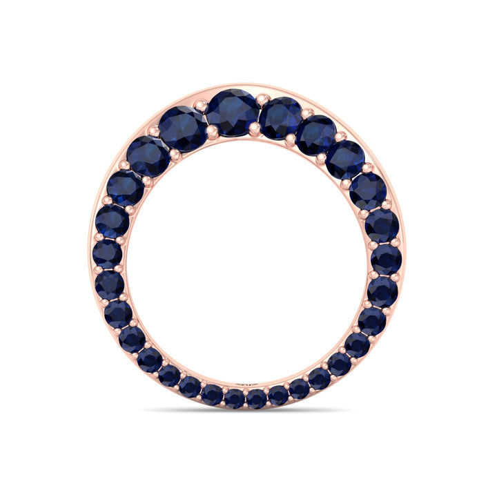 Natural Blue Sapphire Invisible Halo Eternity Band Rose Gold 14K