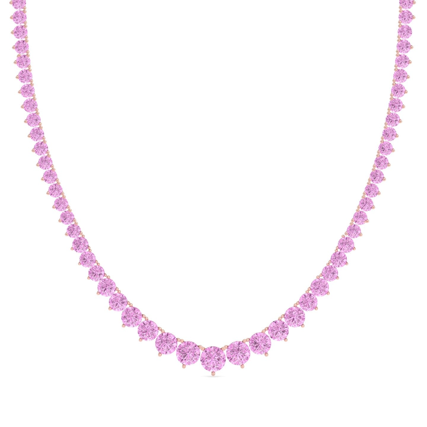 ★ROSEMONT★ 14K Necklace Pins RS1360 13CT Riviera Graduated Natural Pink Sapphire Necklace