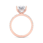 Madella - Princess Shape Hidden Halo Diamond Engagement Ring with Pave Band - Gem Jewelers Co