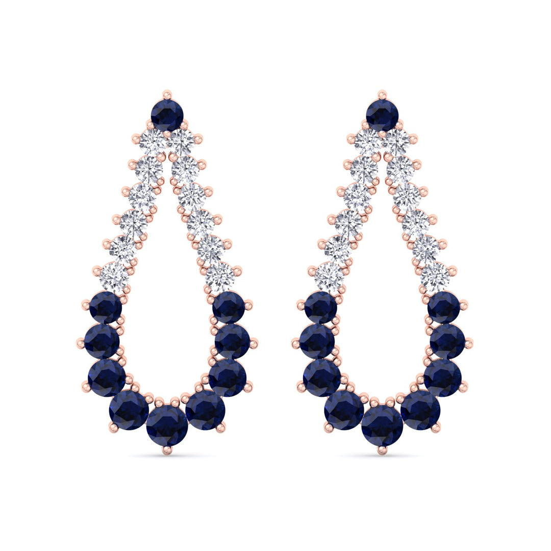 Natural Diamond & Blue Sappher Teardrop Shape Fashion Earrings