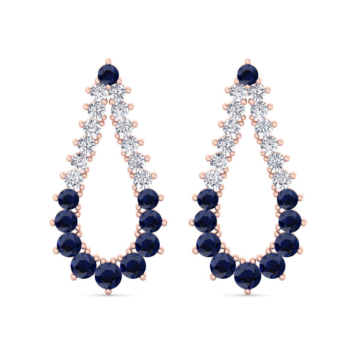 Natural Diamond & Blue Sappher Teardrop Shape Fashion Earrings