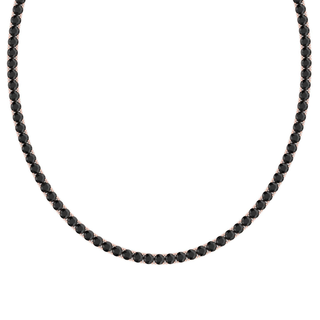 Men's Black Diamond Tennis Necklace 14K Solid Gold