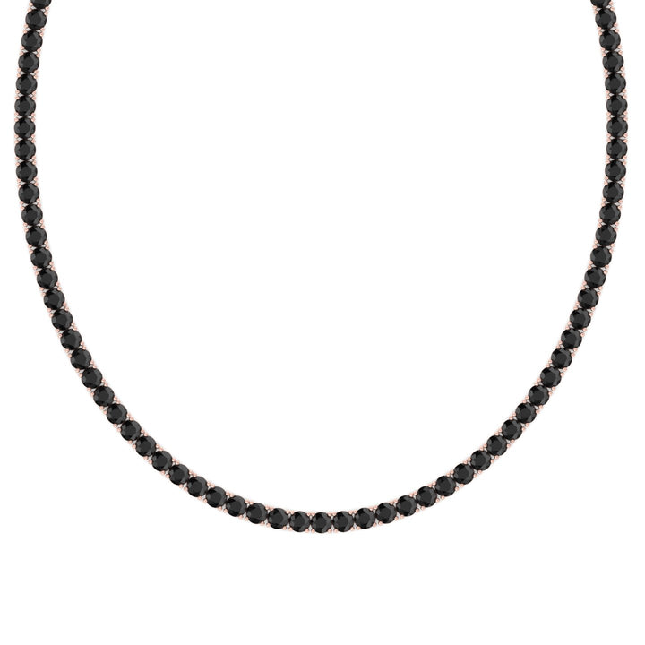 Men's Black Diamond Tennis Necklace 14K Solid Gold