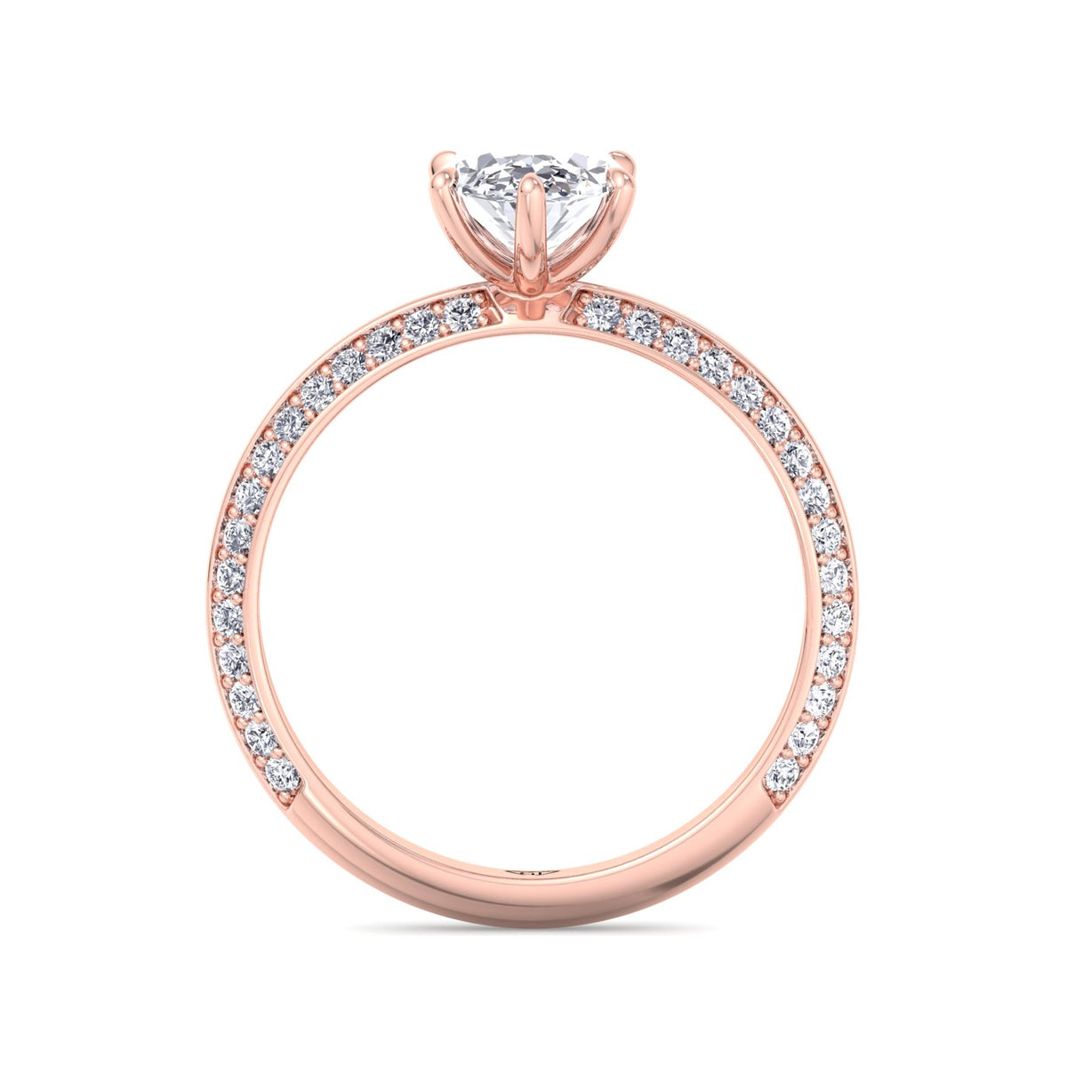 Violeza - Oval Shape Diamond Engagement Ring with Duet Pave Band - Gem Jewelers Co